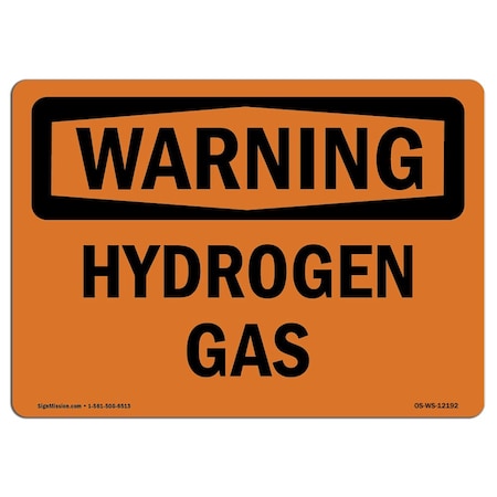 Signmission Safety Sign, OSHA WARNING, 18" Height, 24" Width, Hydrogen Gas, Landscape OS-WS-D-1824-L-12192